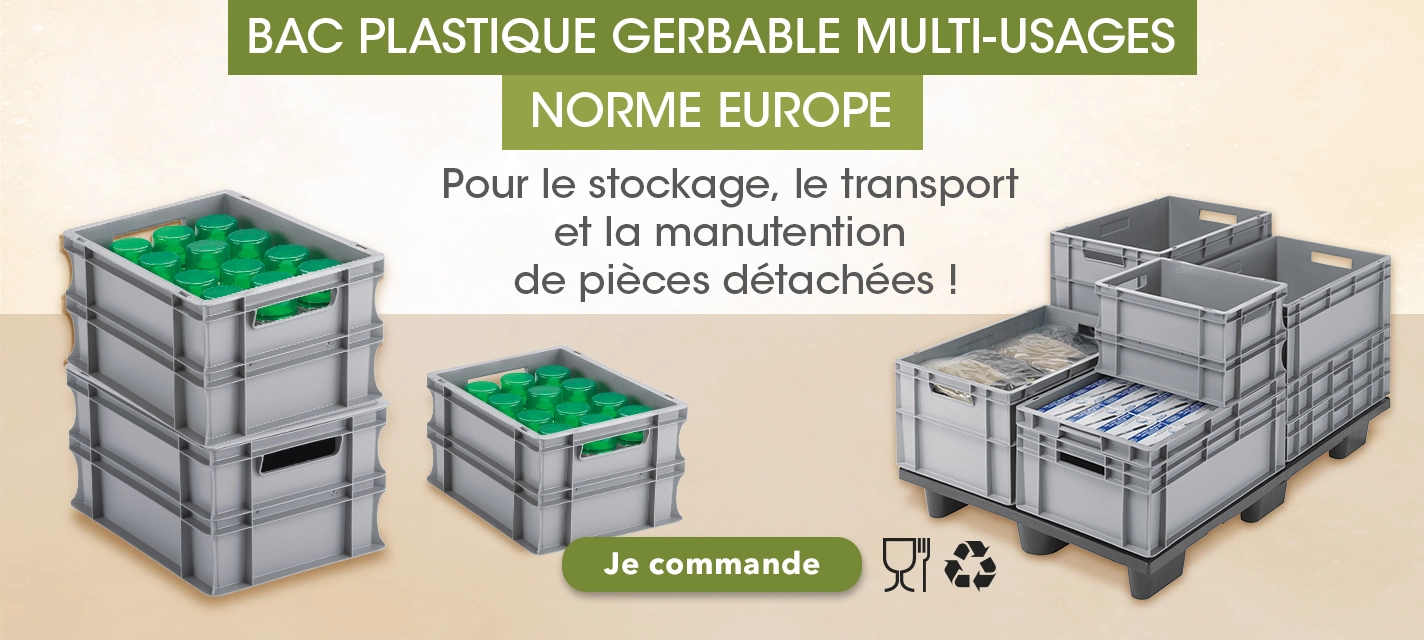Bac plastique gerbable multi-usages norme Europe